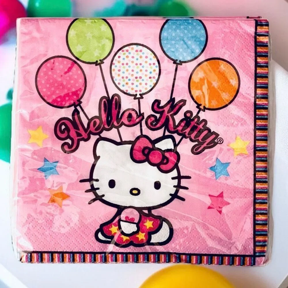 NWT Sanrio 32 Pink HELLO KITTY Balloons 16 Pack(x2) 2 Ply Birthday Paper Napkins
